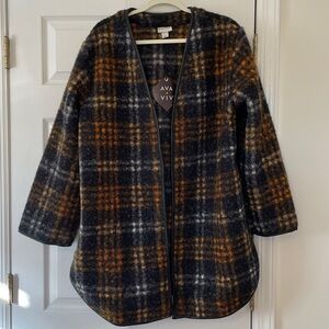 Ava & Viv Open Front Plaid Cardigan Coat, size X, NWT